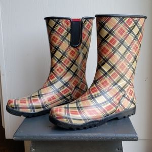 Sperry Top Sider Womens Plaid Rain Boots 9